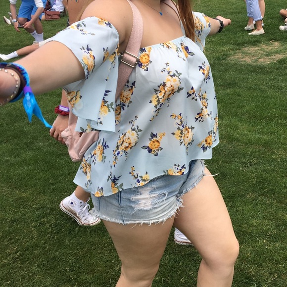 Black Swan Tops - Off the Shoulder Floral Silk Top